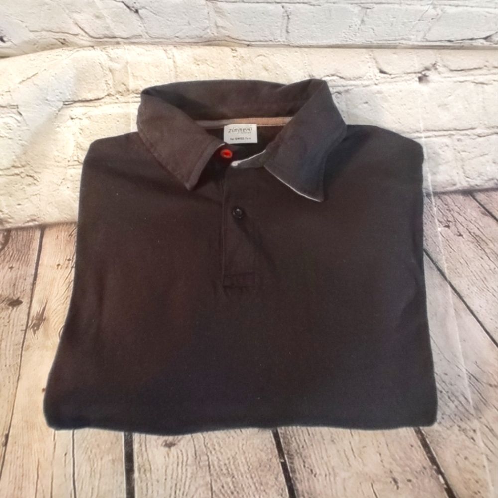 Zimmerli of Switzerland Swiss Shirt Small Organic Cotton Dadcore Black Polo
